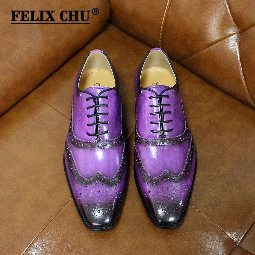 Handmade Men's Wingtip Oxford Shoes Genuine Calfskin Leather Brogue Dress Classic Formal Shoes