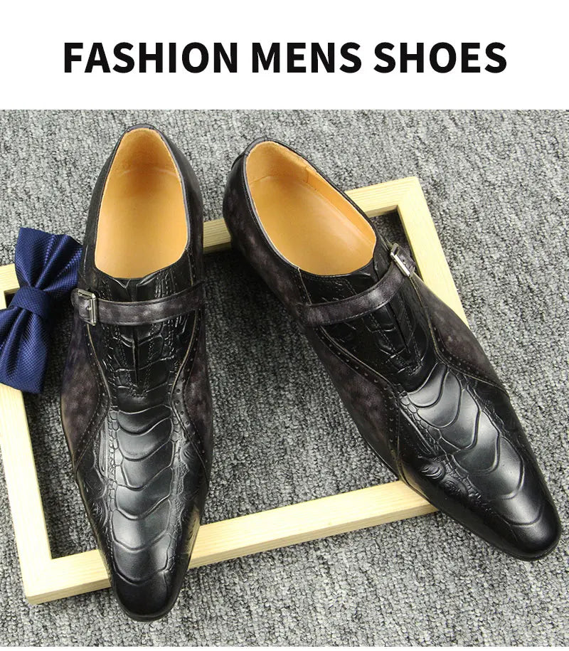 Handmade Oxford Monk Design Shoes Men's Office Modern Style Black Brown Color