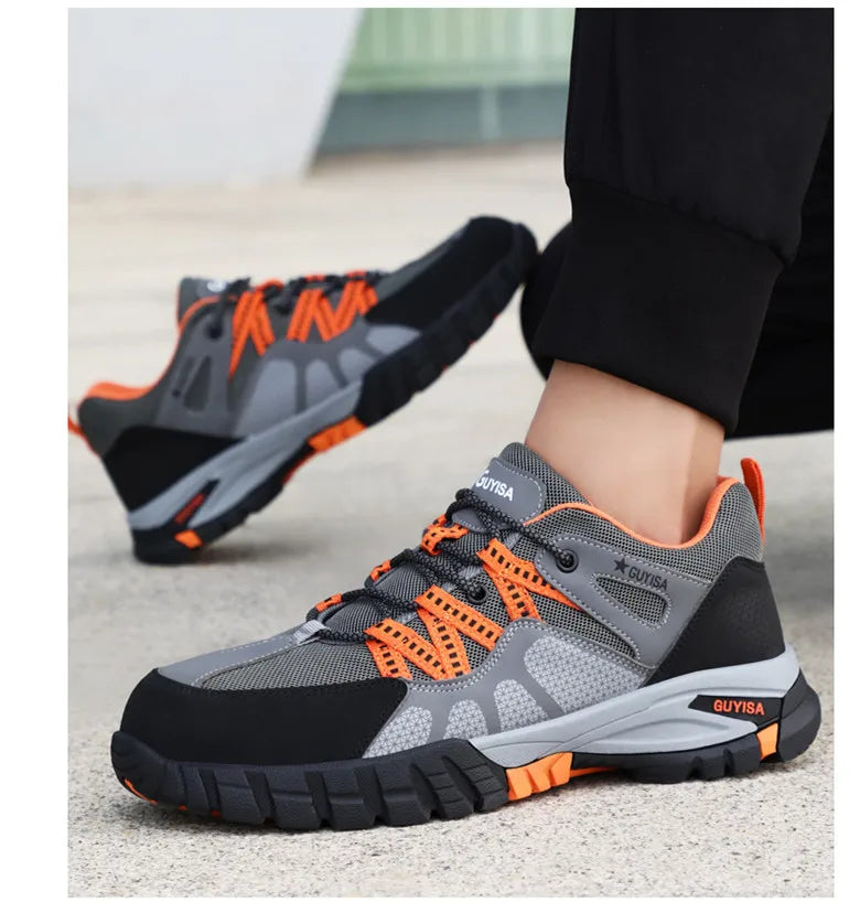 Work shoes with steel toe anti puncture work safety sneakers work men's safety anti-slip boots indestructible