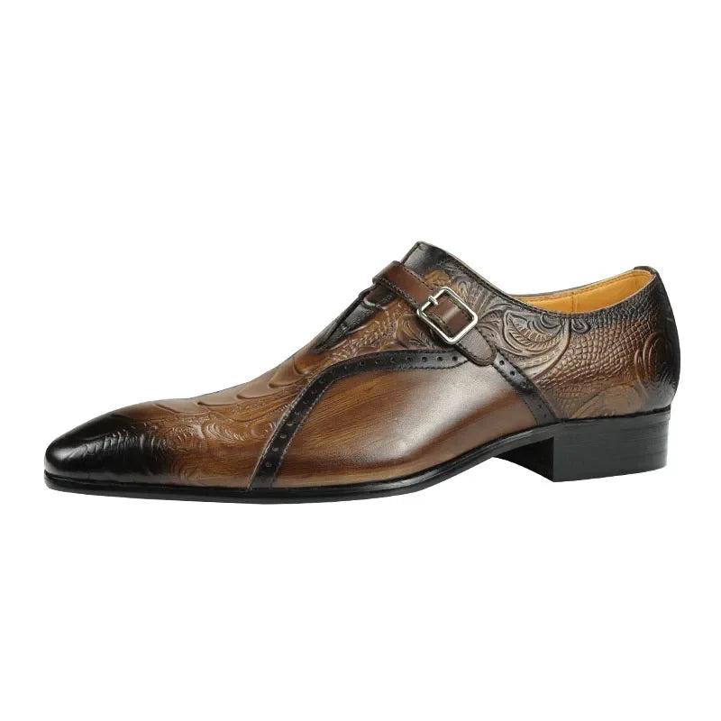 Handmade Oxford Monk Design Shoes Men's Office Modern Style Black Brown Color