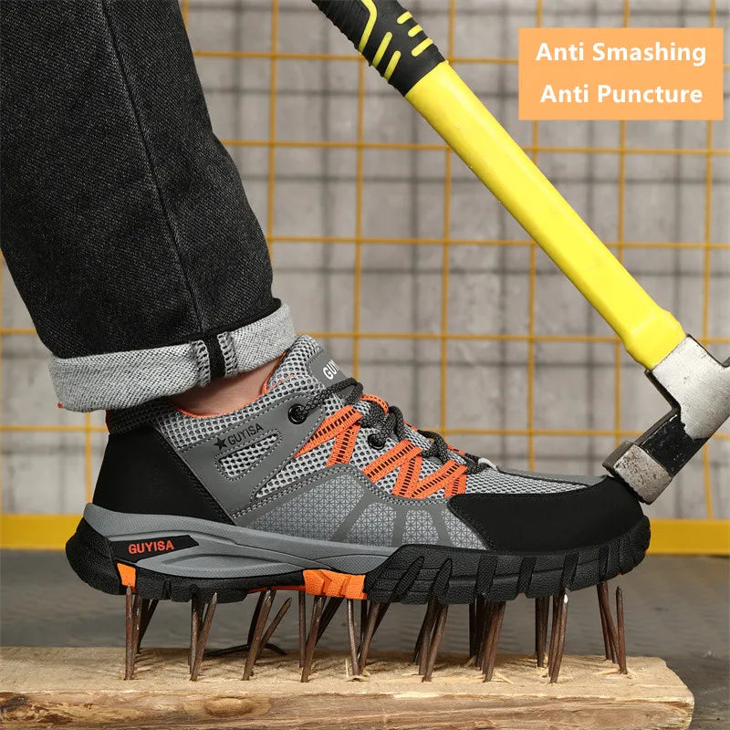 Work shoes with steel toe anti puncture work safety sneakers work men's safety anti-slip boots indestructible