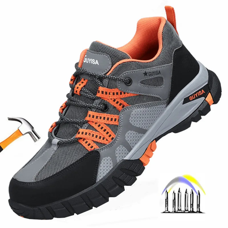 Work shoes with steel toe anti puncture work safety sneakers work men's safety anti-slip boots indestructible