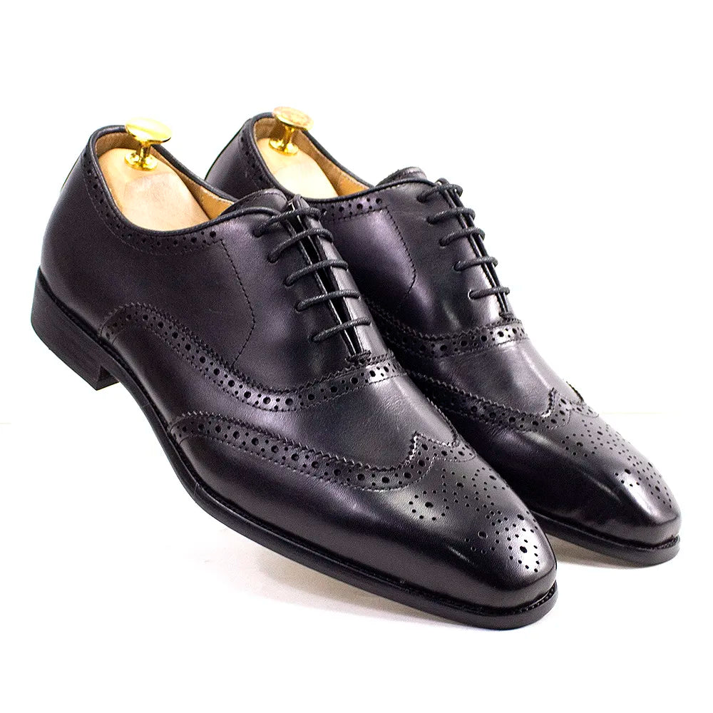 Handmade Men's Wingtip Oxford Shoes Genuine Calfskin Leather Brogue Dress Classic Formal Shoes