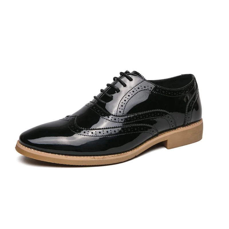 Men's Shoes Gold Patent Leather Luxury Groom Dress Wedding Designer Style Oxford