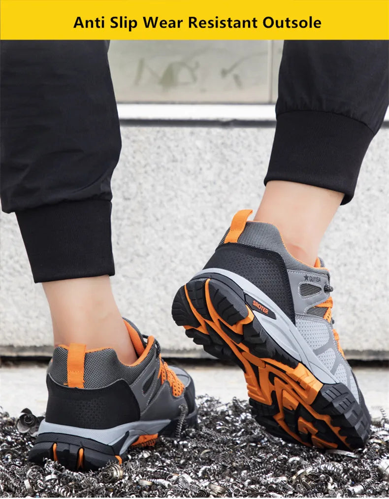 Work shoes with steel toe anti puncture work safety sneakers work men's safety anti-slip boots indestructible