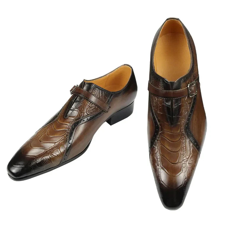 Handmade Oxford Monk Design Shoes Men's Office Modern Style Black Brown Color