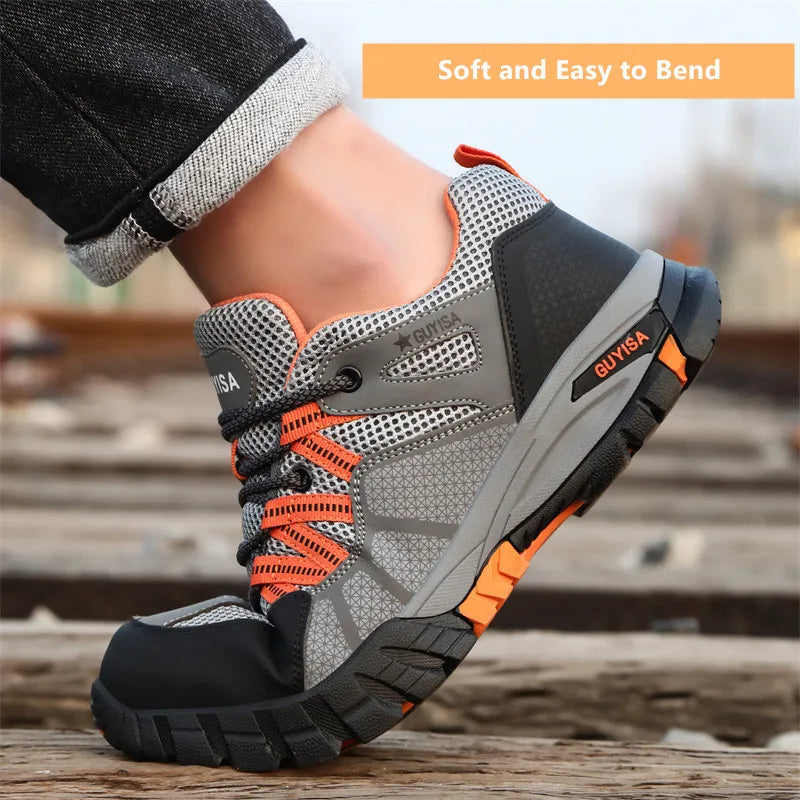 Work shoes with steel toe anti puncture work safety sneakers work men's safety anti-slip boots indestructible
