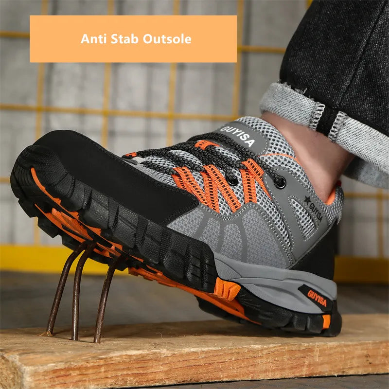 Work shoes with steel toe anti puncture work safety sneakers work men's safety anti-slip boots indestructible