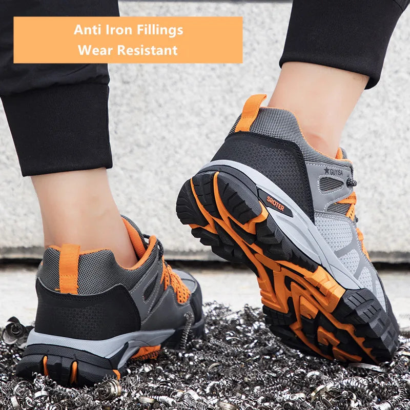 Work shoes with steel toe anti puncture work safety sneakers work men's safety anti-slip boots indestructible