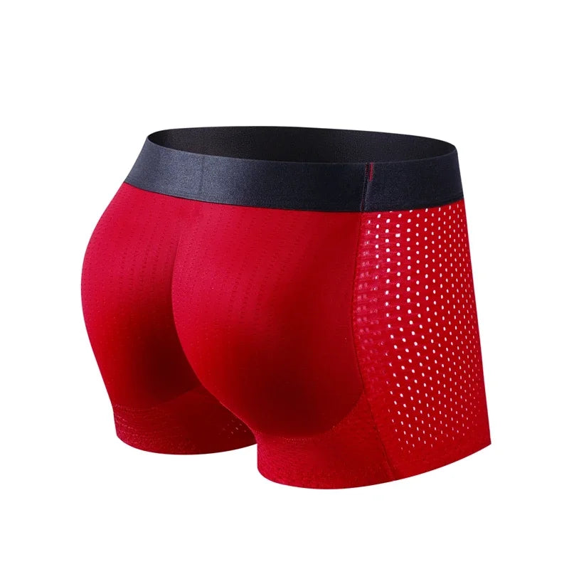 Nylon Ice Silk Men's Underwear Breathable Thickened Panties Buttocks Fake Butt Padded Butt Enhancer Booty Underpants
