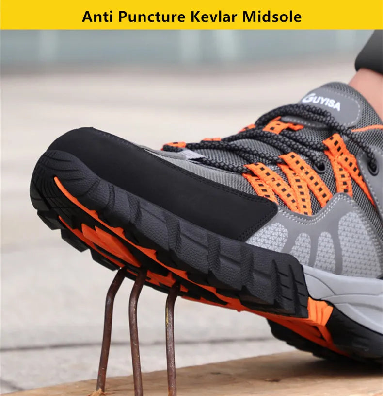 Work shoes with steel toe anti puncture work safety sneakers work men's safety anti-slip boots indestructible