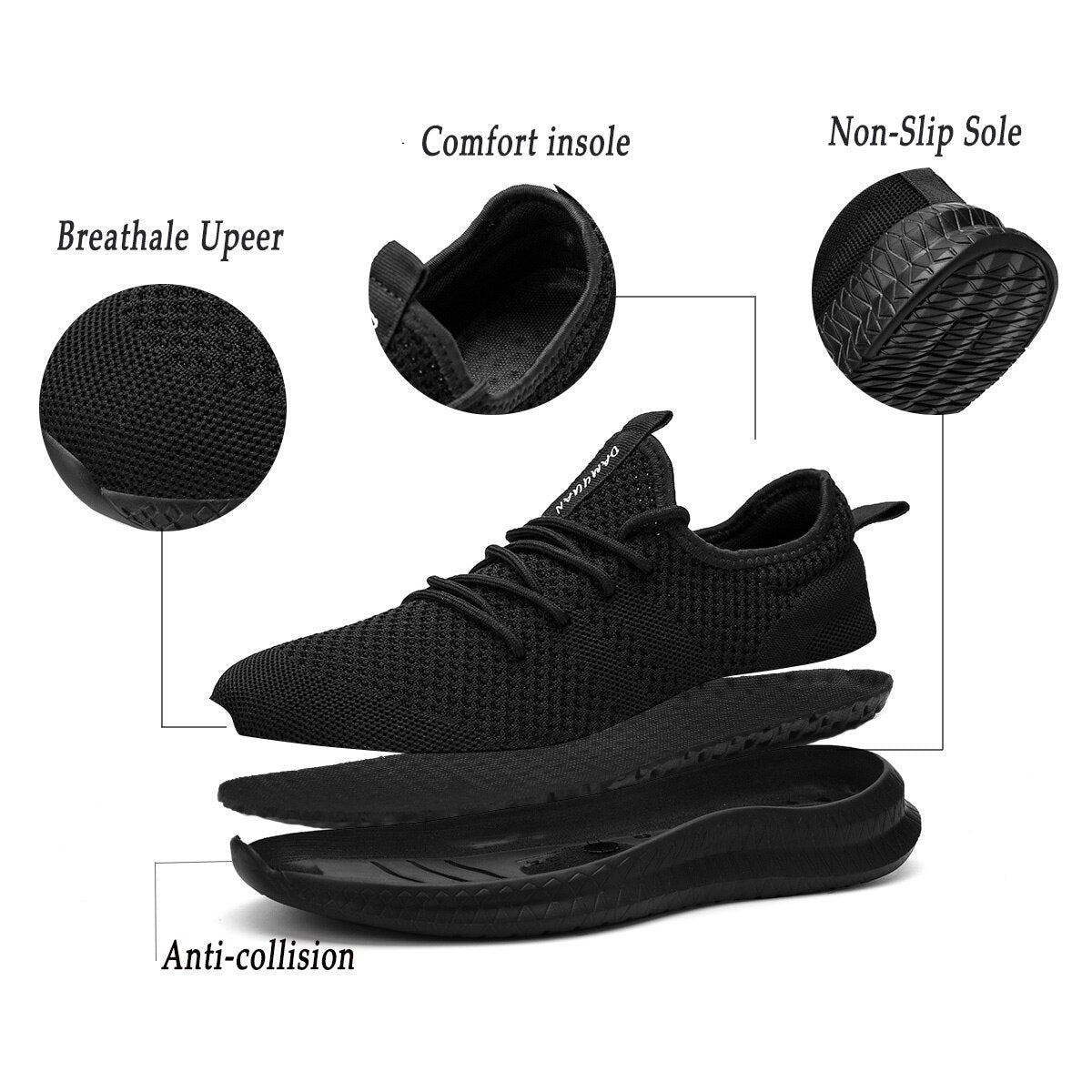 Shoes Men's Sneakers Breathable Gym Casual Light Walking Footwear Zapatillas Hombre