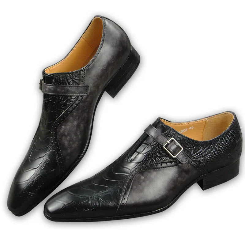 Handmade Oxford Monk Design Shoes Men's Office Modern Style Black Brown Color