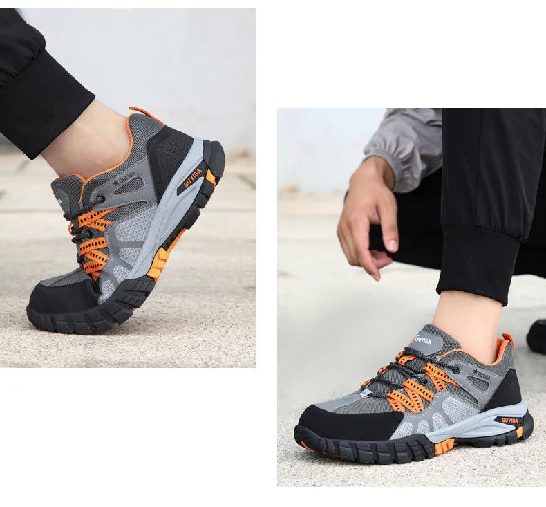 Work shoes with steel toe anti puncture work safety sneakers work men's safety anti-slip boots indestructible