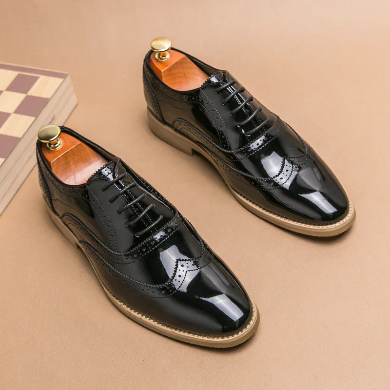 Men's Shoes Gold Patent Leather Luxury Groom Dress Wedding Designer Style Oxford