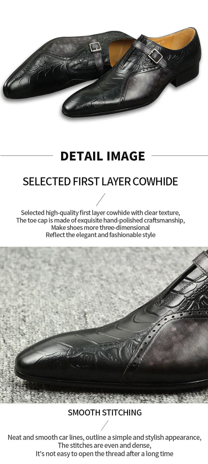Handmade Oxford Monk Design Shoes Men's Office Modern Style Black Brown Color