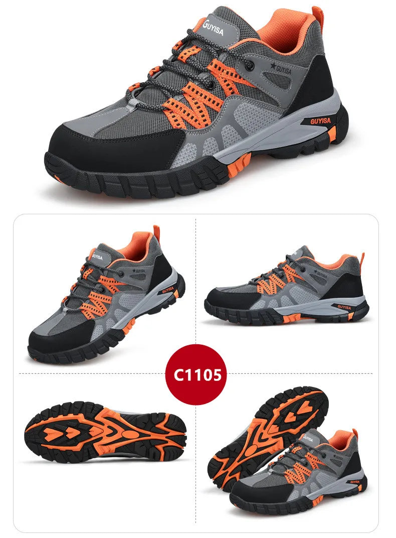 Work shoes with steel toe anti puncture work safety sneakers work men's safety anti-slip boots indestructible