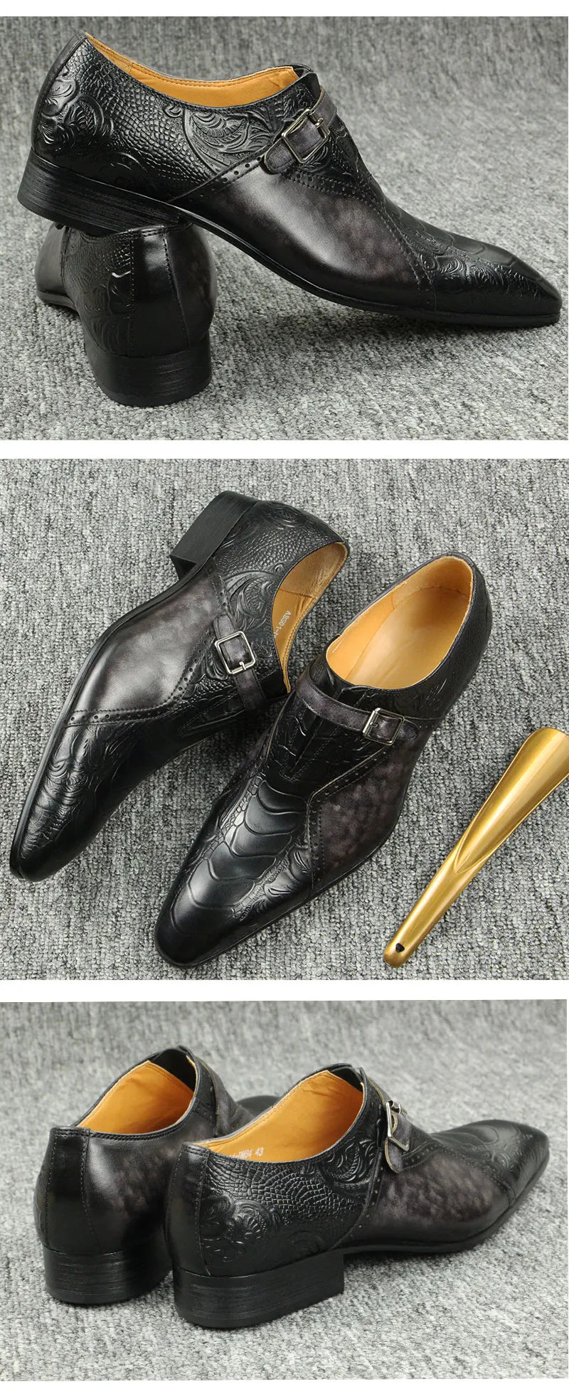 Handmade Oxford Monk Design Shoes Men's Office Modern Style Black Brown Color