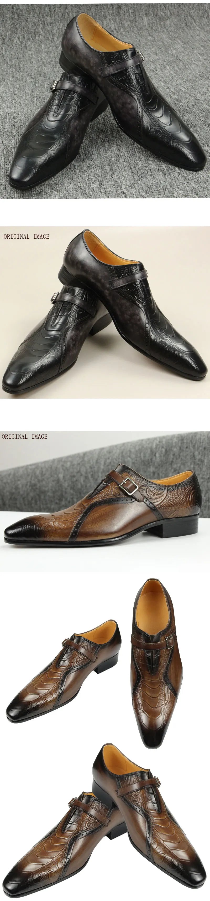 Handmade Oxford Monk Design Shoes Men's Office Modern Style Black Brown Color