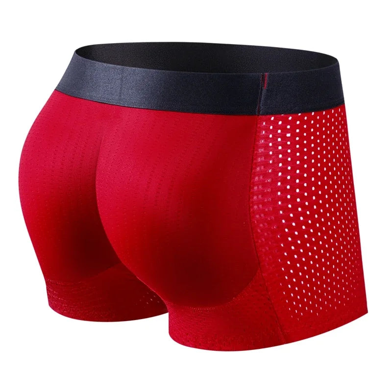 Nylon Ice Silk Men's Underwear Breathable Thickened Panties Buttocks Fake Butt Padded Butt Enhancer Booty Underpants