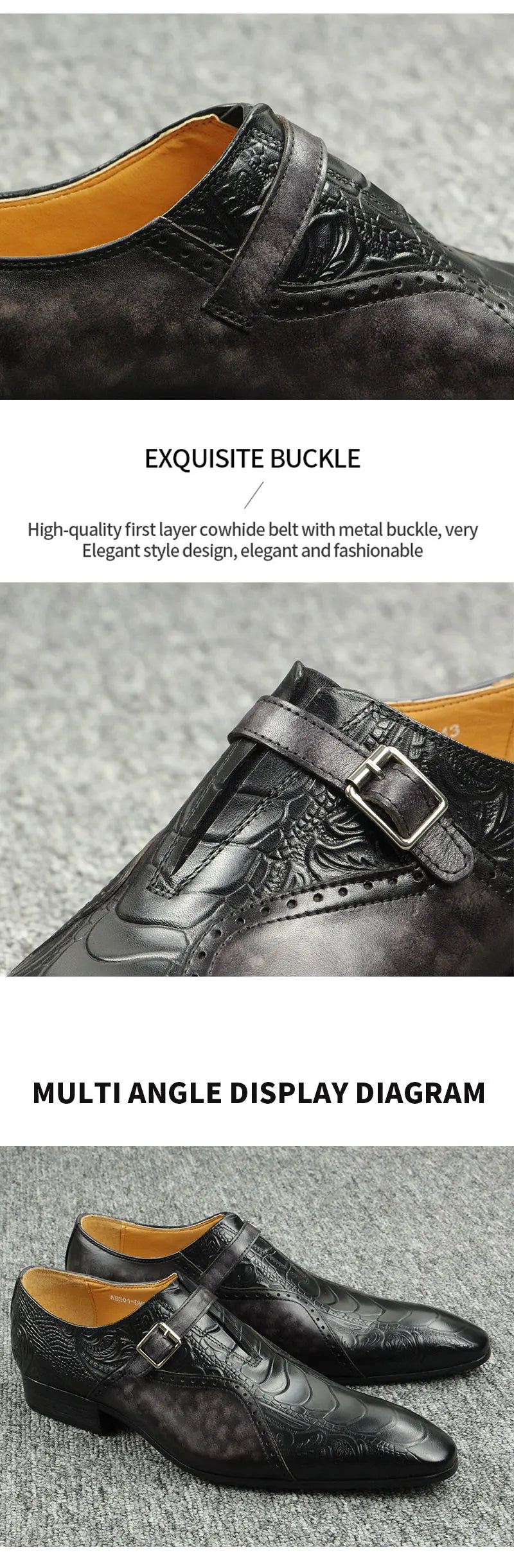 Handmade Oxford Monk Design Shoes Men's Office Modern Style Black Brown Color
