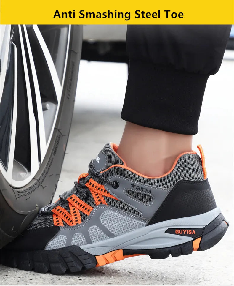 Work shoes with steel toe anti puncture work safety sneakers work men's safety anti-slip boots indestructible
