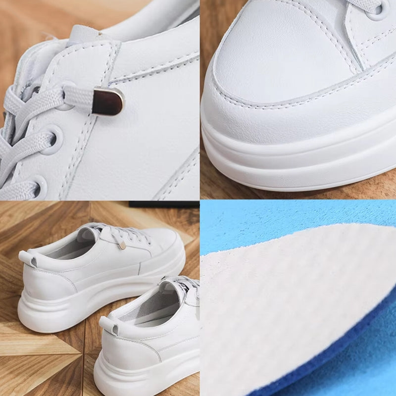 Versatile White Sneakers 4.5cm Platform Flats
