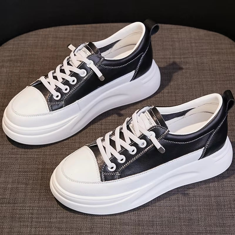 Versatile White Sneakers 4.5cm Platform Flats