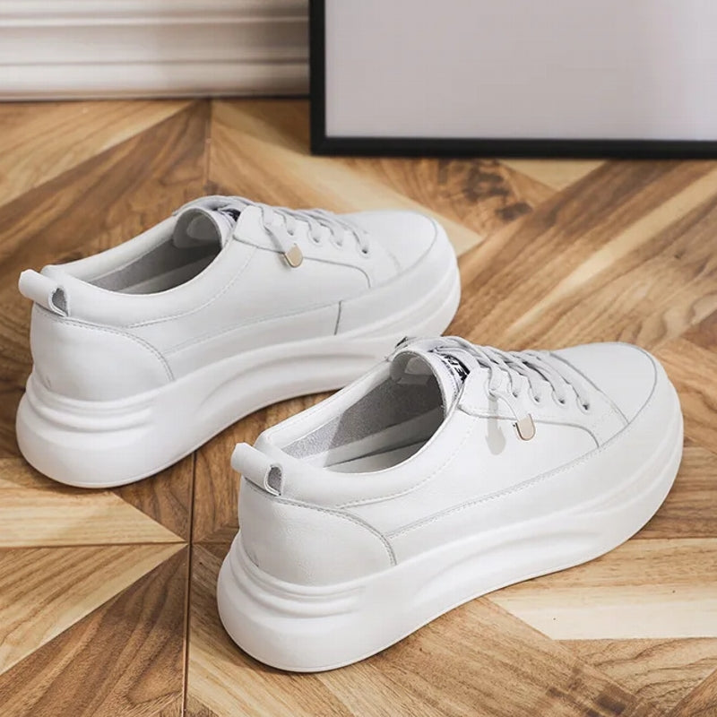 Versatile White Sneakers 4.5cm Platform Flats