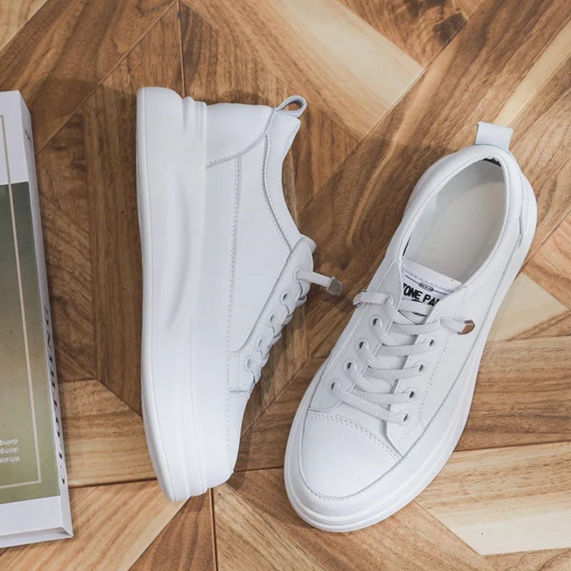 Versatile White Sneakers 4.5cm Platform Flats