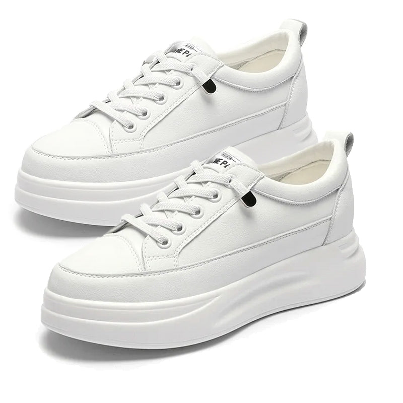 Versatile White Sneakers 4.5cm Platform Flats