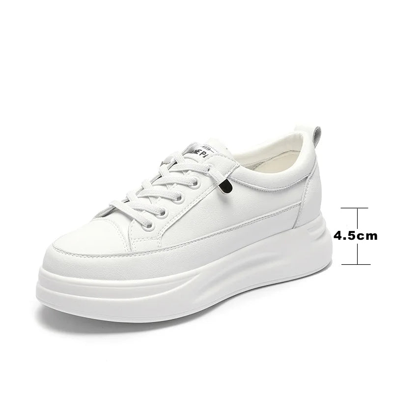 Versatile White Sneakers 4.5cm Platform Flats